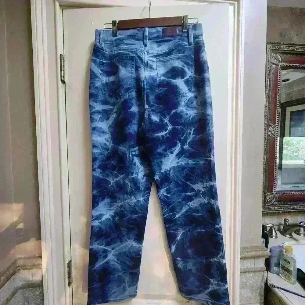 32. Land's end acid wash straight leg jeans  size 10 light blue dark blue - Picture 6 of 7